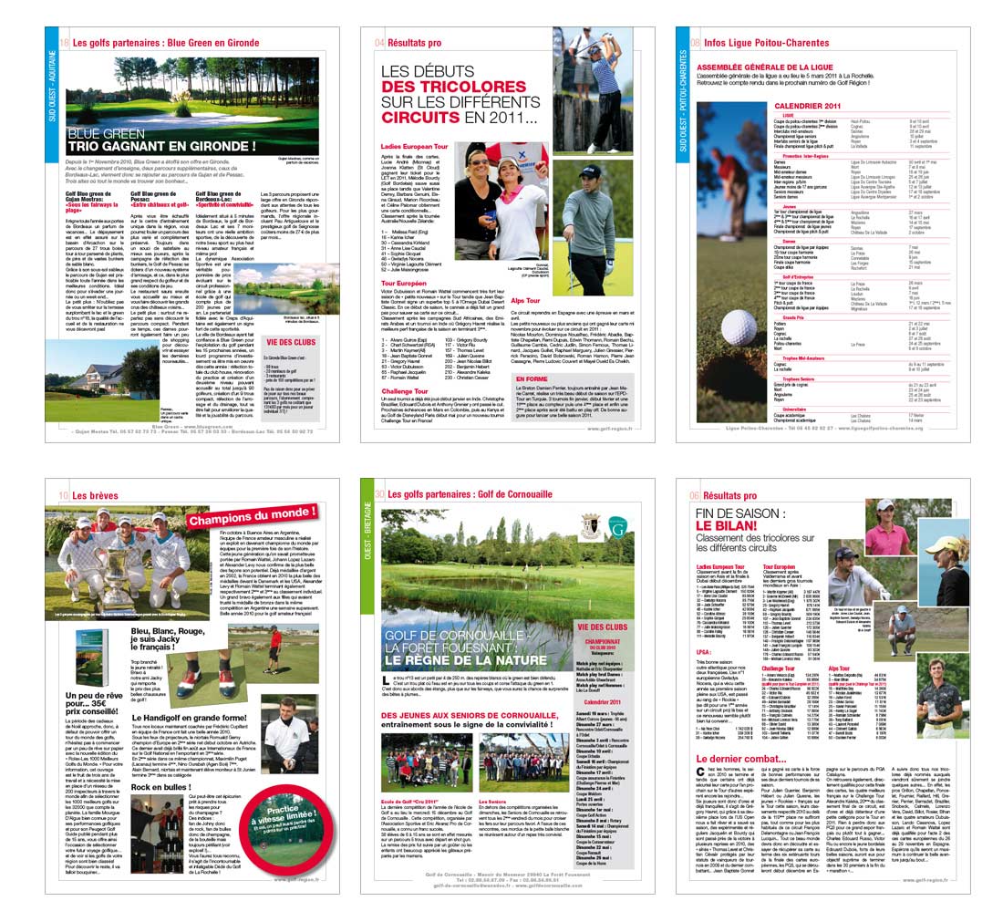 Tinta Creation - pages magazine golf région pao